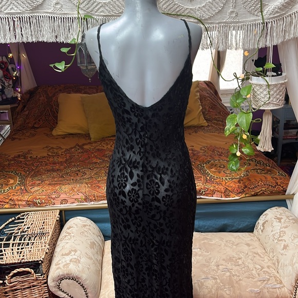 Vintage 90s Goth Maidenform Velvet Burnout Sheer floral maxi slip dress - Picture 4 of 5